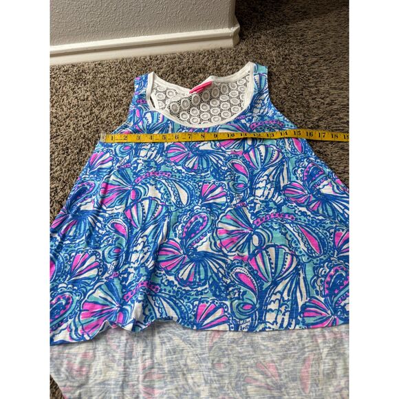 Lilly Pulitzer Target Womens Blue Pink Tank Top Sz S High Low Beachy Coastal - Picture 6 of 8